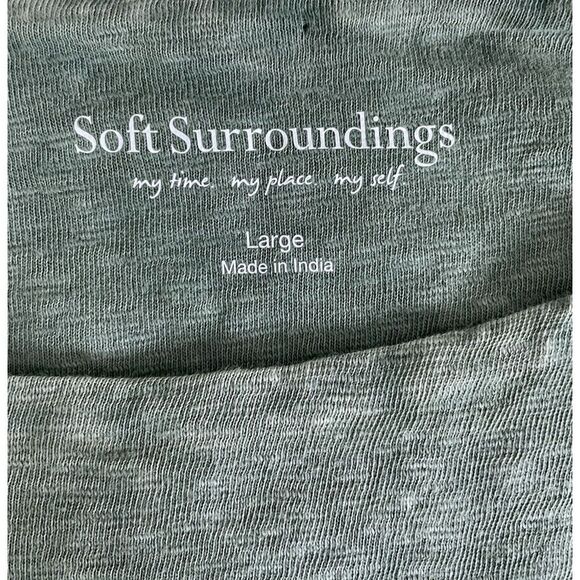 Soft Surroundings Dress L Eyelet Lace Asymmetric Hem Lagenlook Bohemian Green - Picture 5 of 10